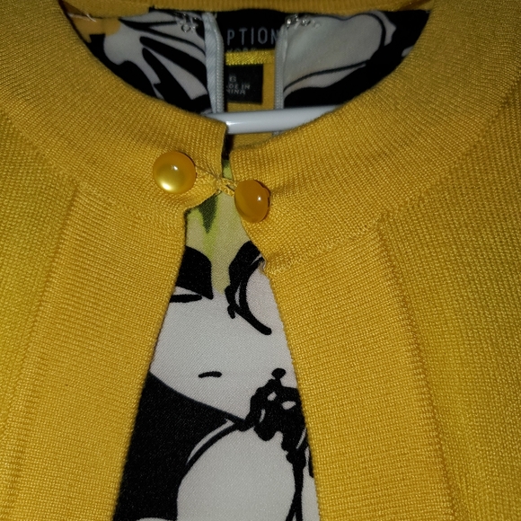 Perceptions Flower Print Dress with Sweater Cover - Picture 4 of 6